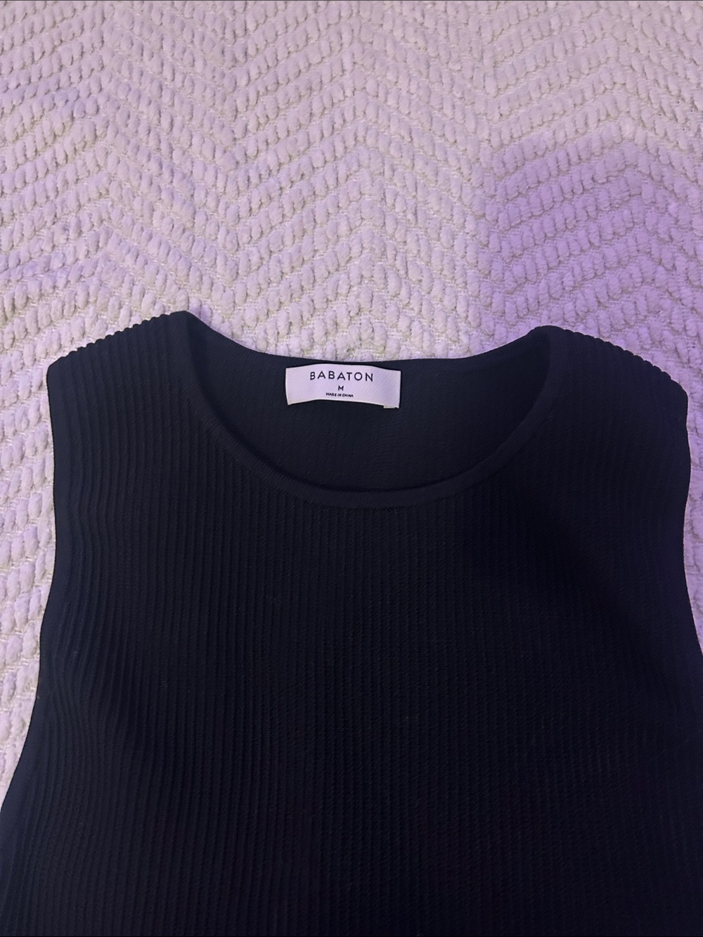 Babaton Black Ribbed Body-con Mini Dress